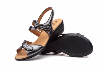 Women's Leather Wedge Sandals Gray Alto Estilo ref. 454 - 5