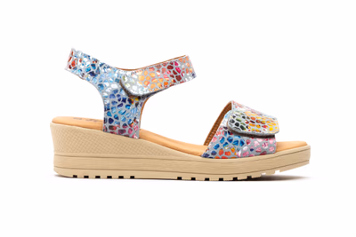 Sandalias Mujer Piel Gris Estampado Multi Tiras Adhesiva Alto Estilo ref. AE-1651 - 3